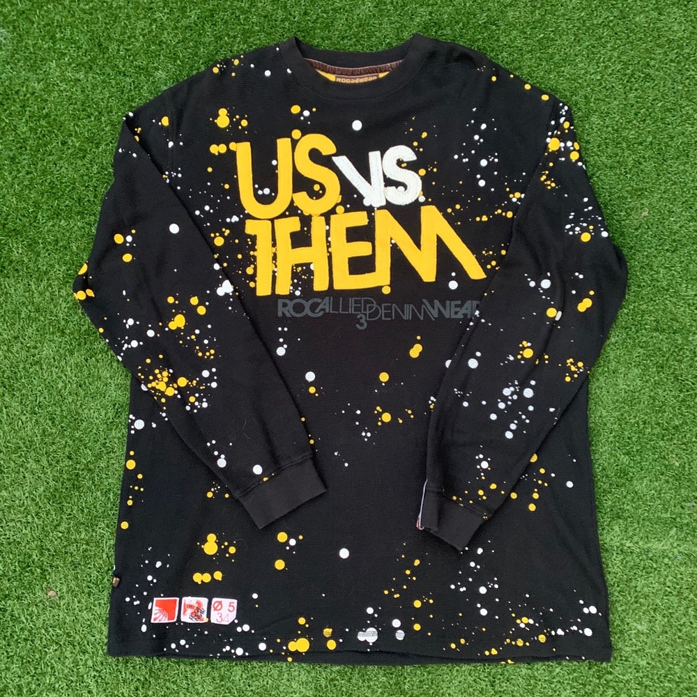 Rocawear paint splattered long sleeve shirt sz XXL